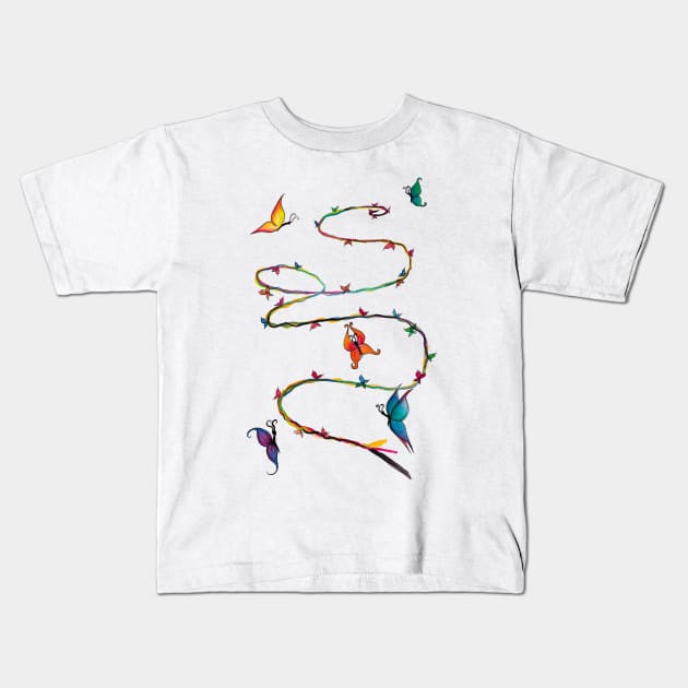 Butterfly Ribbon Kids T-Shirt by LeighsDesigns